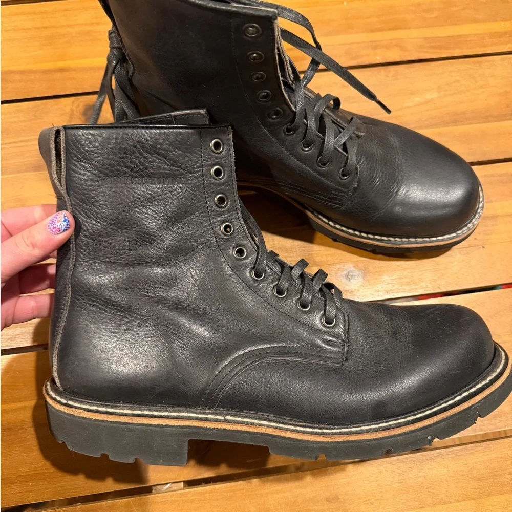 Classic Black Leather Men's Broken Homme Size 11.5 Boots